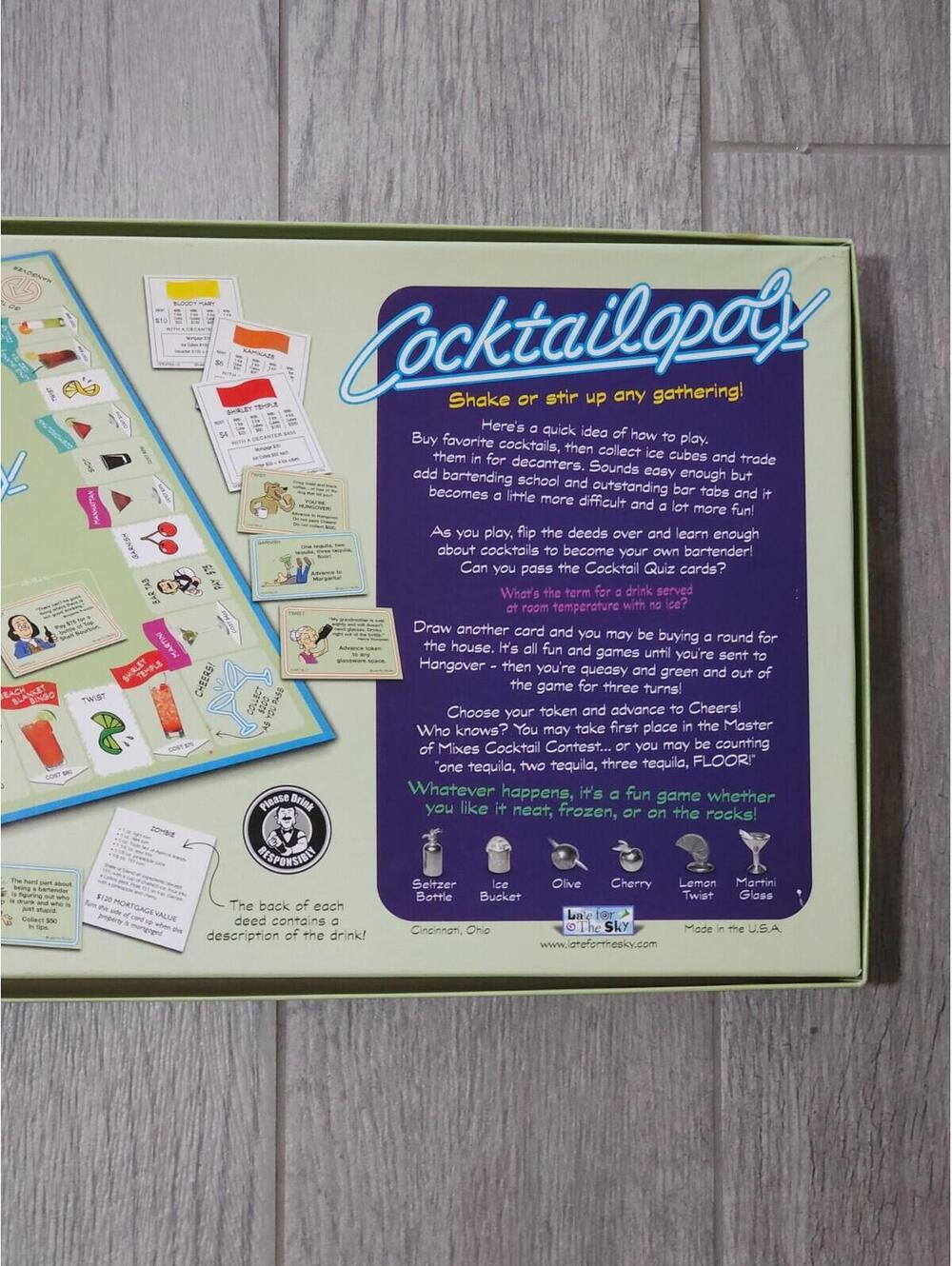 Cocktailopoly Monopoly Style Board Game Never Played All Pieces Factory Sealed! - Picture 11 of 11